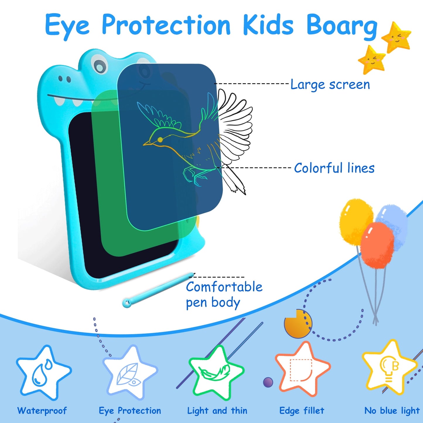 VAMOUT LCD Writing Tablet for Kids, 10Inch Colorful Toddlers Toys Drawing Board, Electronic Educational Doodle Pad Dinosaur Toys for 3 Years and Over Boys Girls Birthday Party Christmas Gift