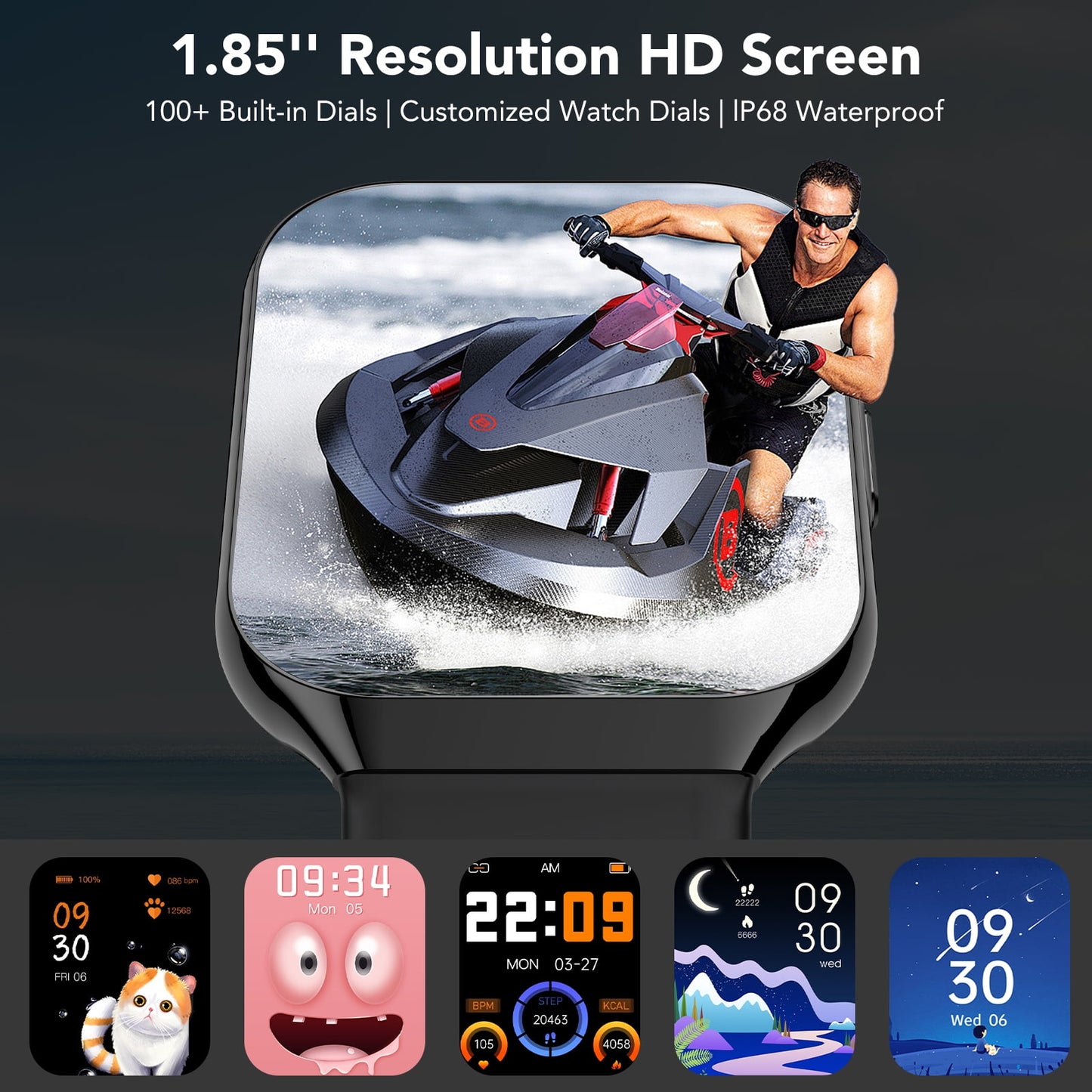 2025 NEW Smart Watch, 1.96''HD Screen SmartWatch for Men Women's, Answer/Make/Message, 100 Sports Modes, IP68 Waterproof Fitness Tracker Compatible with Android and iPhone, Holiday Gifts, Black