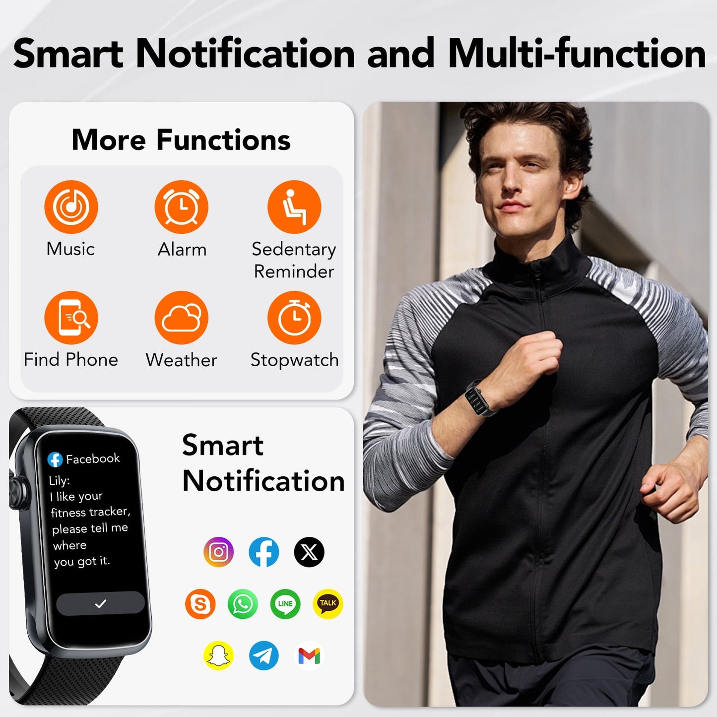 1.47" Fitness Tracker, Smartwatch for Women Men with Multiple Sport Modes Step Counter, Bluetooth Calls (Make/Answer), IP68 Waterproof, Fitness Tracker Compatible with Android and iPhone, Black