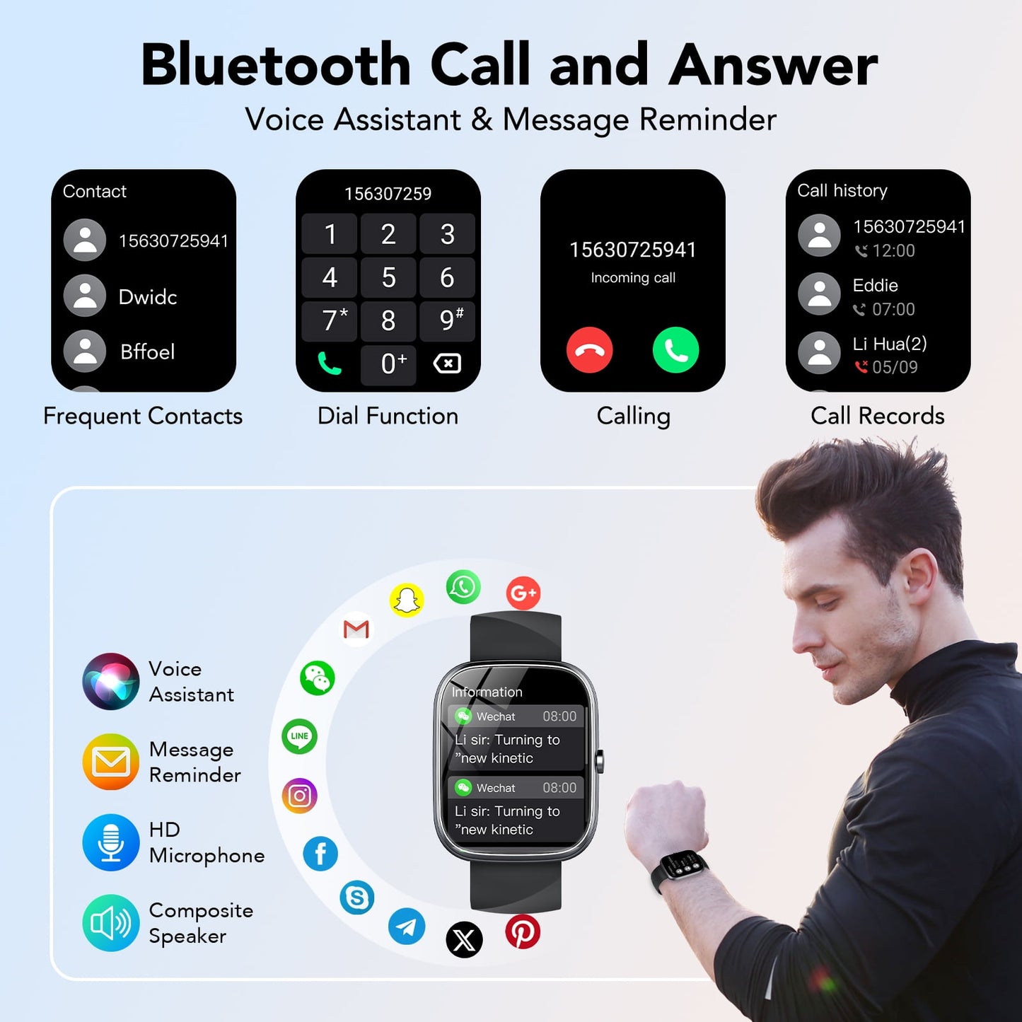 2025 NEW 1.91''HD Screen Smart Watch Compatible with Android and iPhone,Answer/Make Calls/100 Sports Modes/Message Reminder,IP68 Waterproof Fitness Tracker for Men Women, Gifts