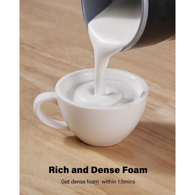 4-in-1 Milk Frother and Steamer, Electric Milk Steamer with Keep Warm Function, Automatic Warm and Cold Foam Maker for Coffee, Latte, Hot Chocolate, Macchiato, Cappuccinos, Black
