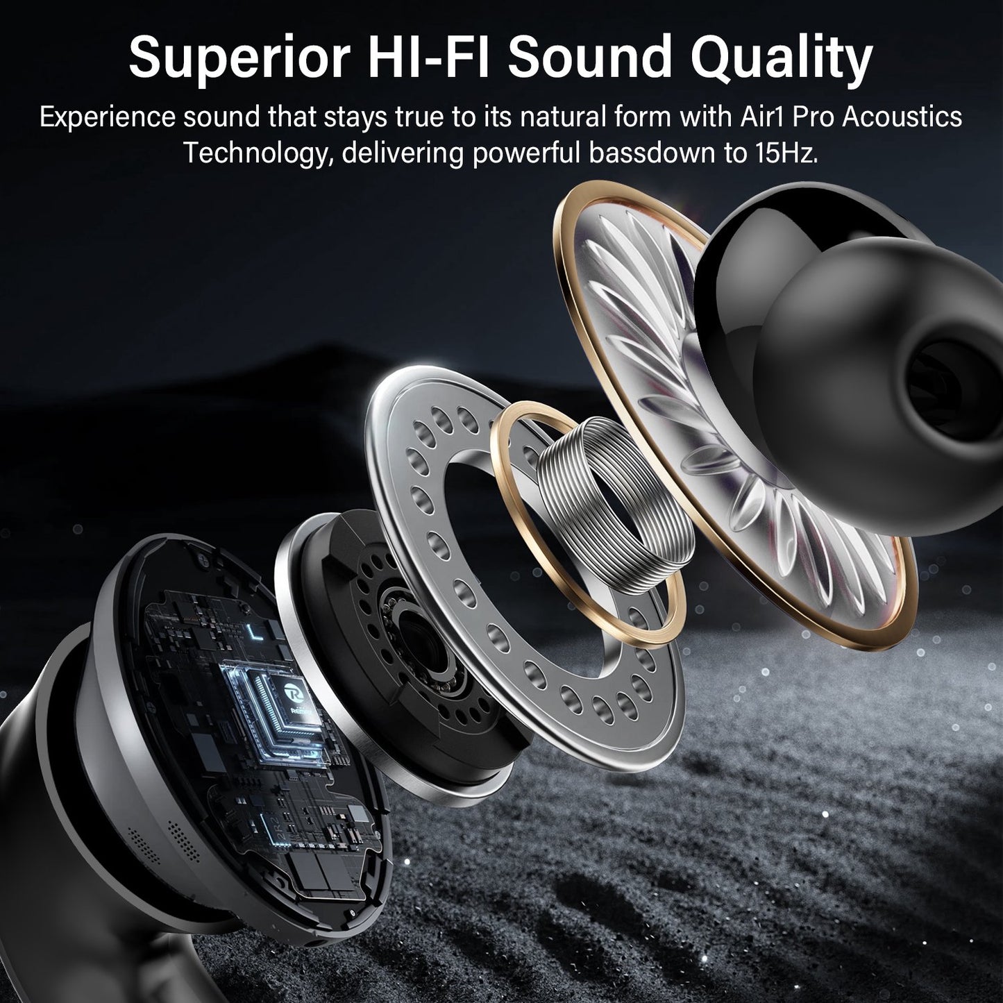 Wireless Earbuds, Bluetooth 5.4 Headphones with Hybrid Active Noise Cancelling with 3 Mics ANC Clear Call, 40H Playtime Earphones with Wireless Charging Case Power Display for Gym/Running/Work, Black