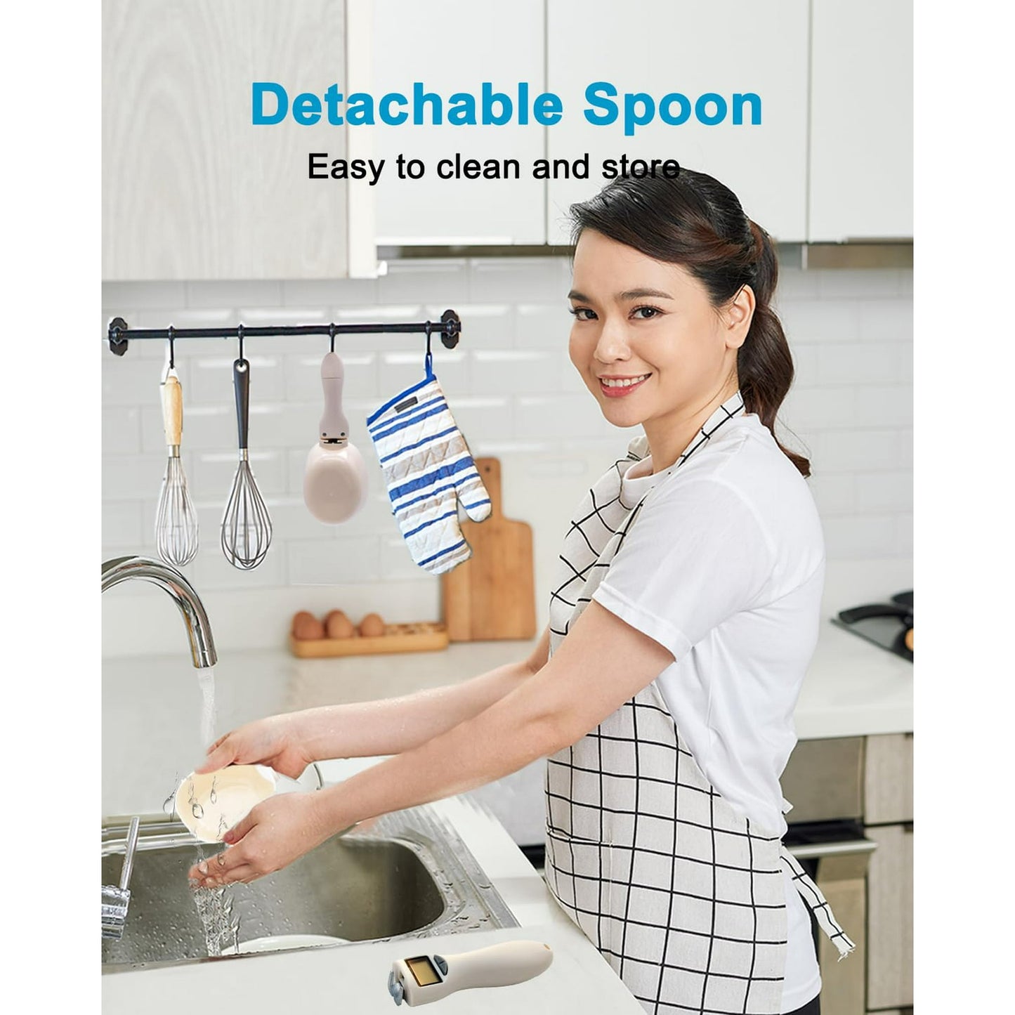 Kitchen Digital Measuring Spoon with LCD Display, Adjustable Portions, Multifunction Scalefor Liquids, Solids, Lightweight Design, baking Utensils Handheld Cover