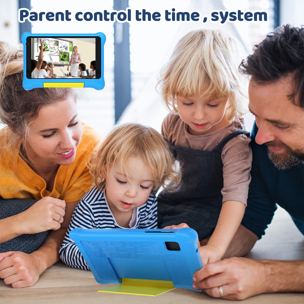 7" Kids Learning Tablet Bundle - Headphones, Stylus & Bag, Pre-Installed & Parental Controls,Android 13 allwinner Go Quad Core, 5GB RAM + 32GB ROM, 128GB Expansion-Blue