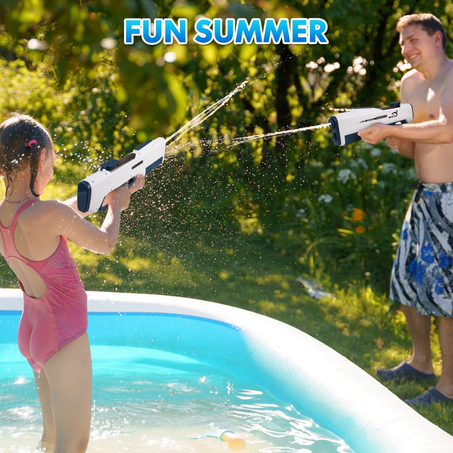 Electric Water Guns for Adults Kids, Automatic Water Reload & Shooting, Automatic Water Gun, Large Capacity Battery Powered Squirt Gun, Summer Beach Pool Backyard Outdoor Toys(White)