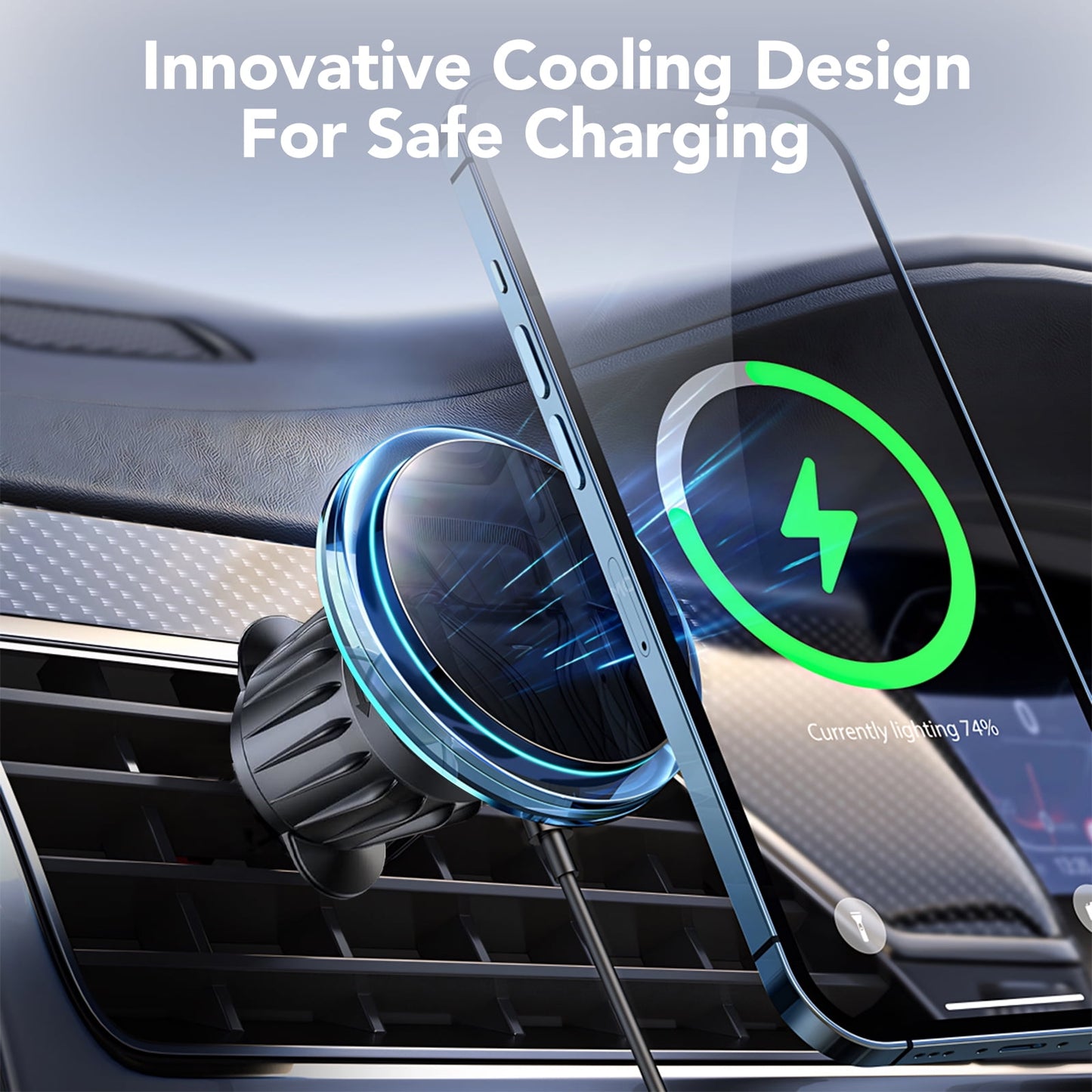 FAMOO Car Wireless Charger, Fast Charging Mobile Phone Car Bracket,The Charger Tightly Locks The Dashboard Air Outlet, Rotate 360 Degrees, Suitable for iphone16,15,14,Android