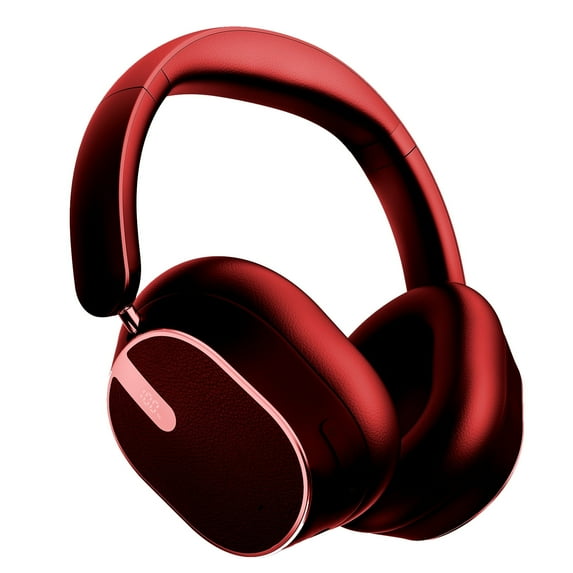 53dB Hybrid Active Noise Cancellation Bluetooth Headphones 5.4, Transparent Modes, 50H Playtime with LED Display, Deep Bass, Clear Call, Comfort Fit Over Ear Headphones for Travel Office PC Red