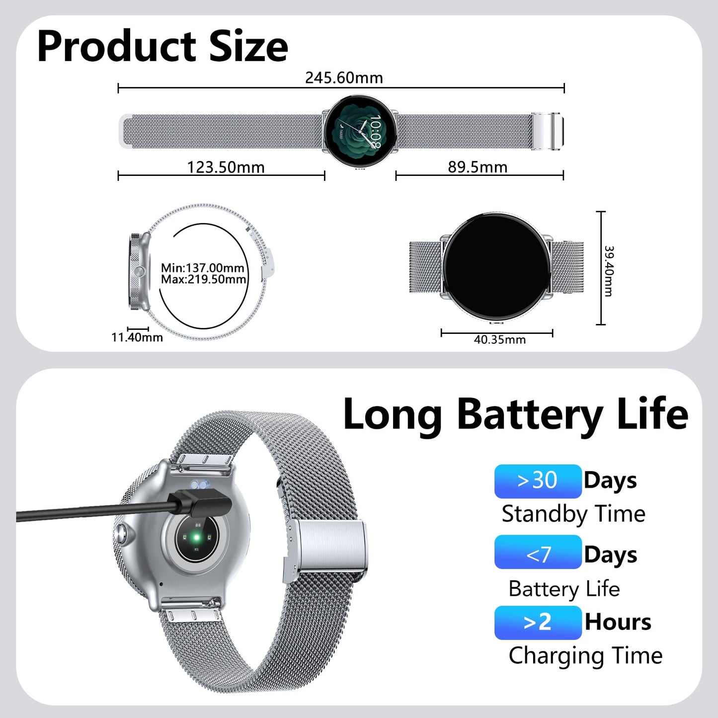 New Women's Smartwatch for Android and Iphone, 1.19" HD Fitness Tracker, 120+ Sports Modes, Fitness Watch with Answer/Make Calls/Message Reminder, IP68 Waterproof Smart Watches with Steel Band, Gift