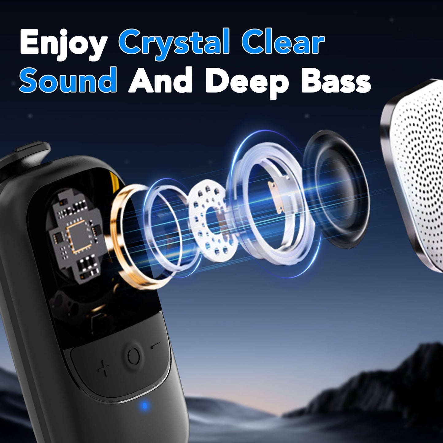 Wearable Bluetooth Speaker Clip-On Wireless Water-Resistant Mini Speaker