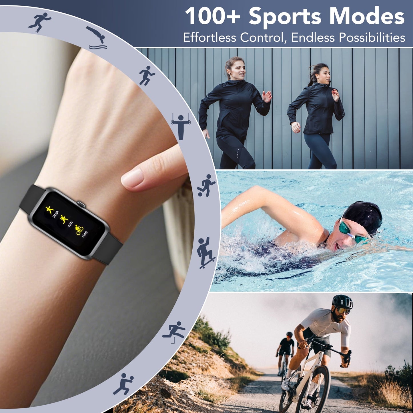 Fitness Tracker for Men Women, 1.47" HD Touch Screen Smart Watch, Bluetooth Call/Make Calls, IP68 Waterproof, 100+ Sport Modes, Fitness Watch for Step Compatible with Android/iOS, Pink, Gifts
