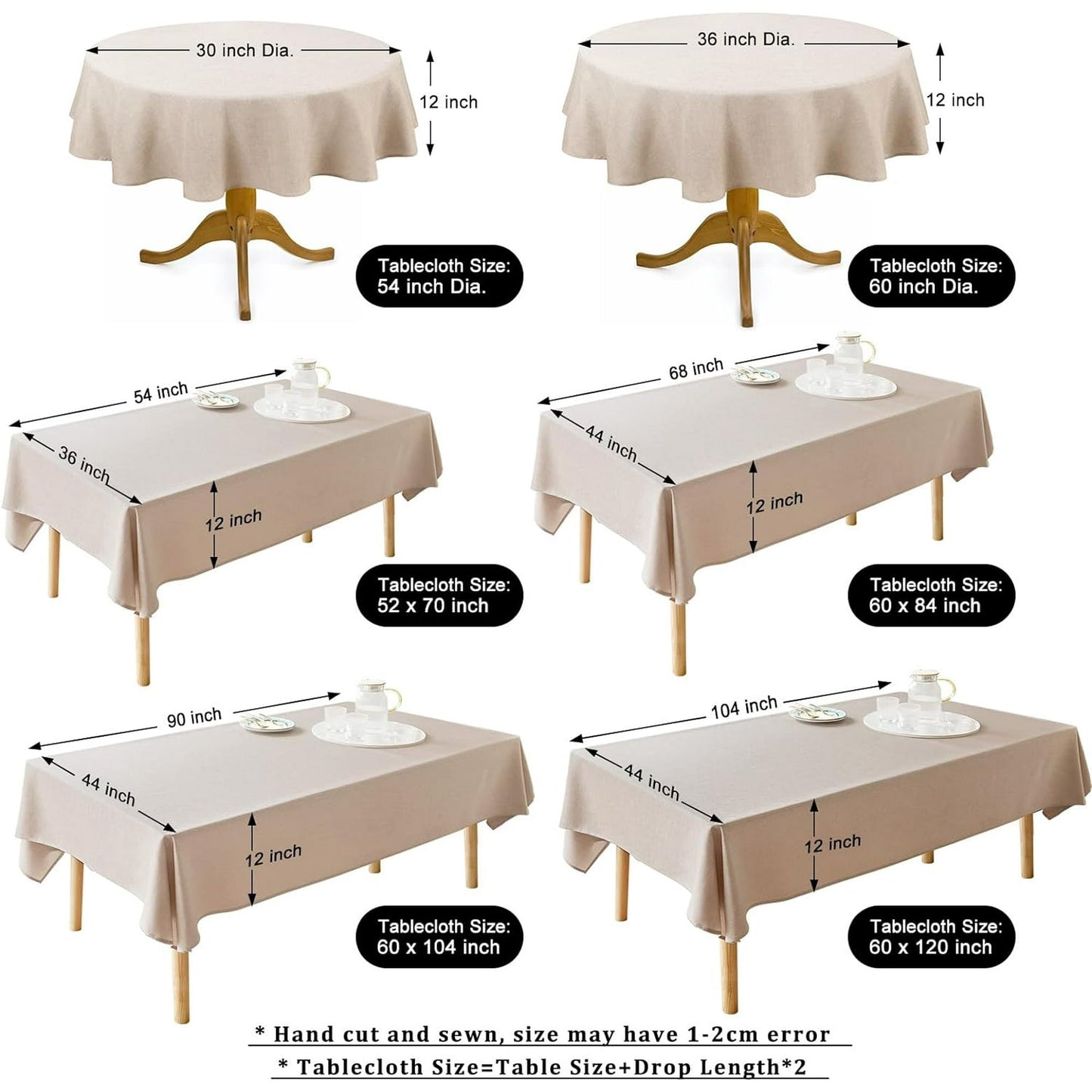 Parojati Textured Linen Tablecloth Rectangle 52x70 Waterproof Spill-Proof Wipeable Table Cloth Wrinkle Free Linen Dining Table Cover for Birthday Farmhouse Spring Tablecloths Khaki