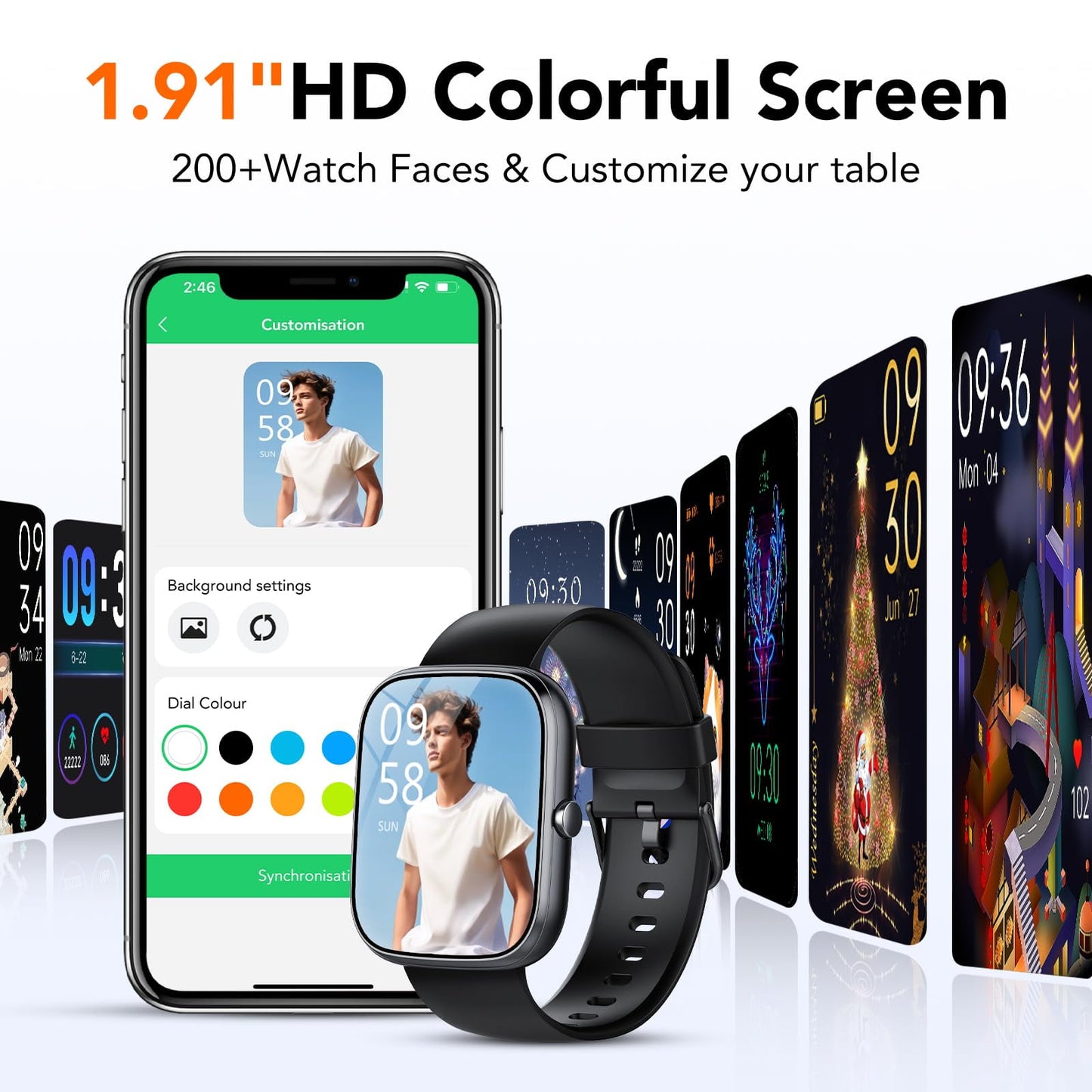 Smart Watch Fits for Android and iPhone 1.91" HD Screen Smartwatch for Men Women(Answer/Make Call), Smart Watches with 120 Sports Modes, IP68 Waterproof Activity Trackers for Android Ios for Gift