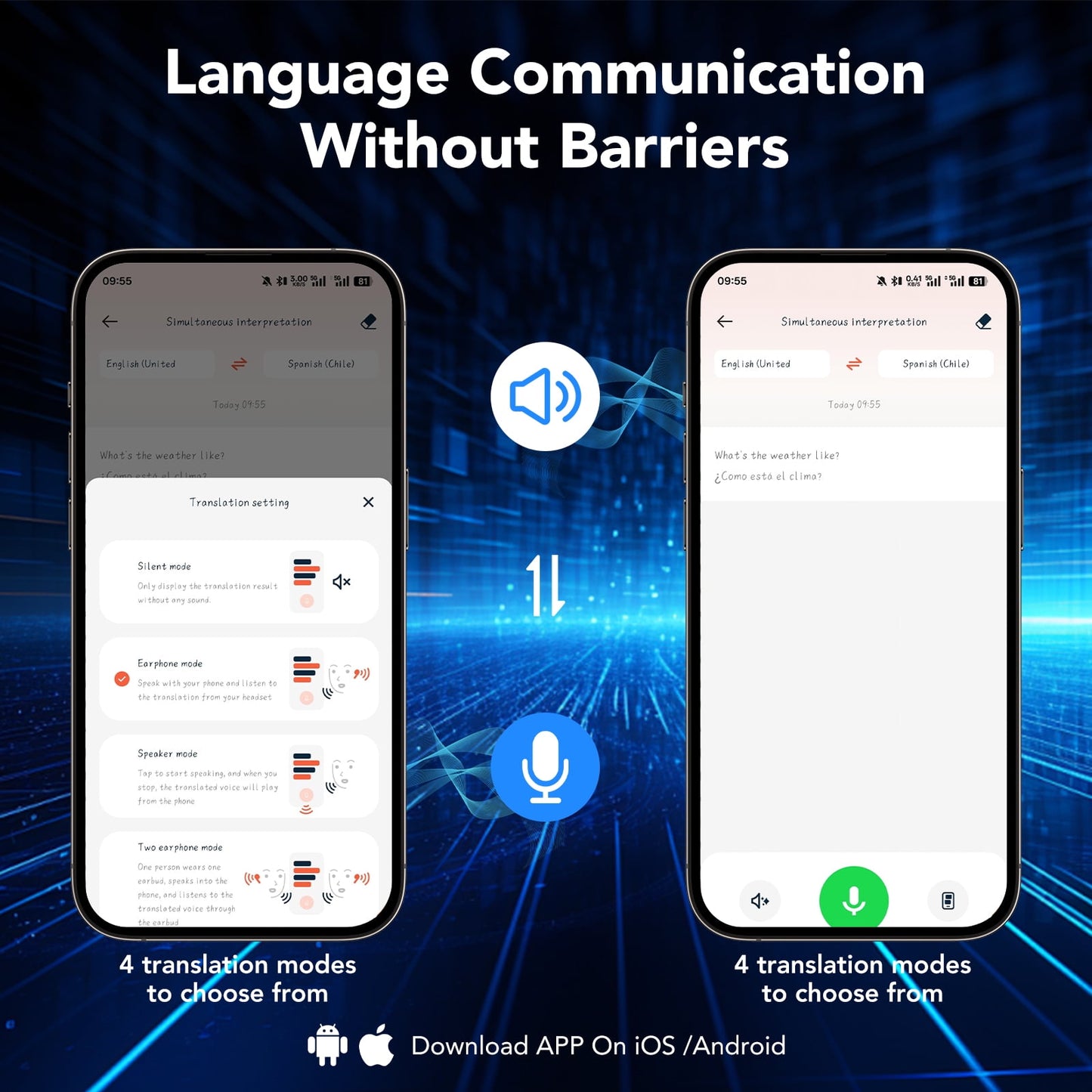 AI Translation Earbuds Real Time 100+ Language Translator 3-in-1 Translation Headphones Compatible with iOS & Android Translating Device Ideal for Travel Business Learning(Deep Black)