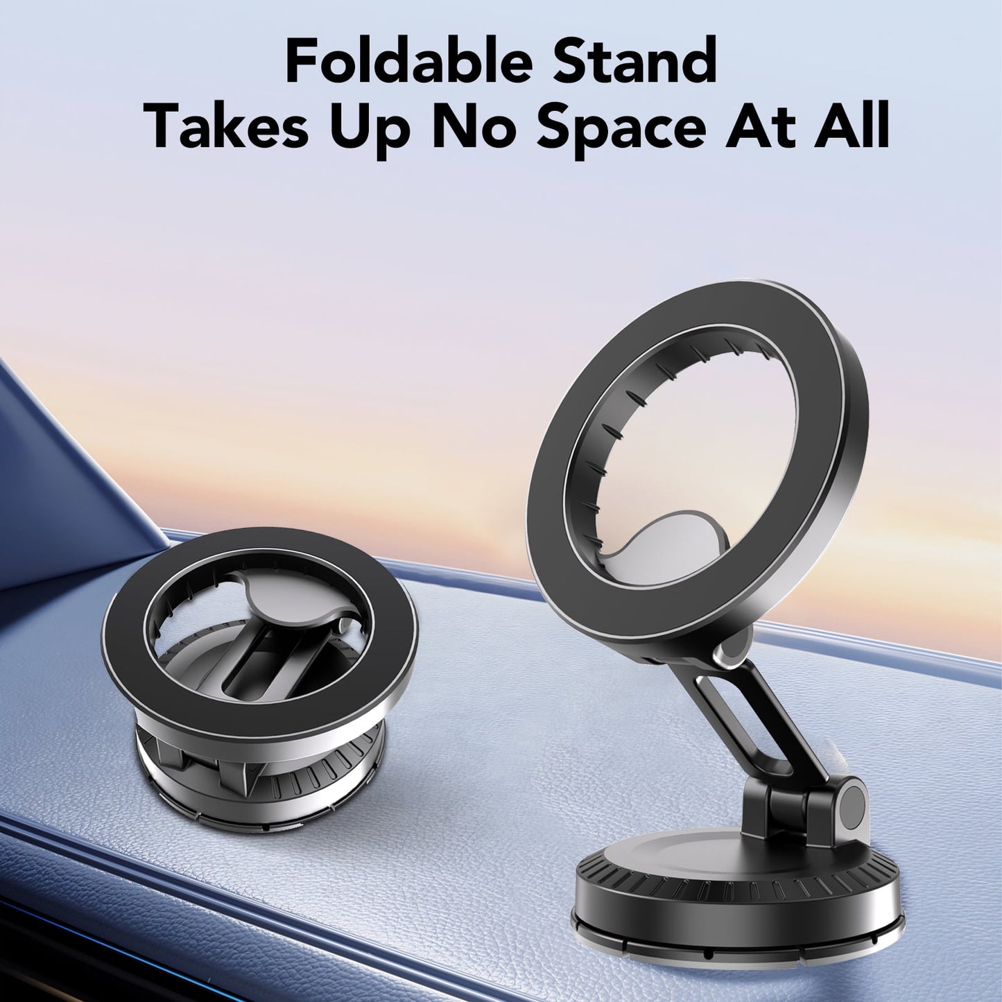 FAMOO Magsafe car Holder for Car, Dashboard Phone Holder for iPhone, Compatible for MagSafe Car Mount, Rotate 360 Degrees, Fit for iPhone & Android, Black