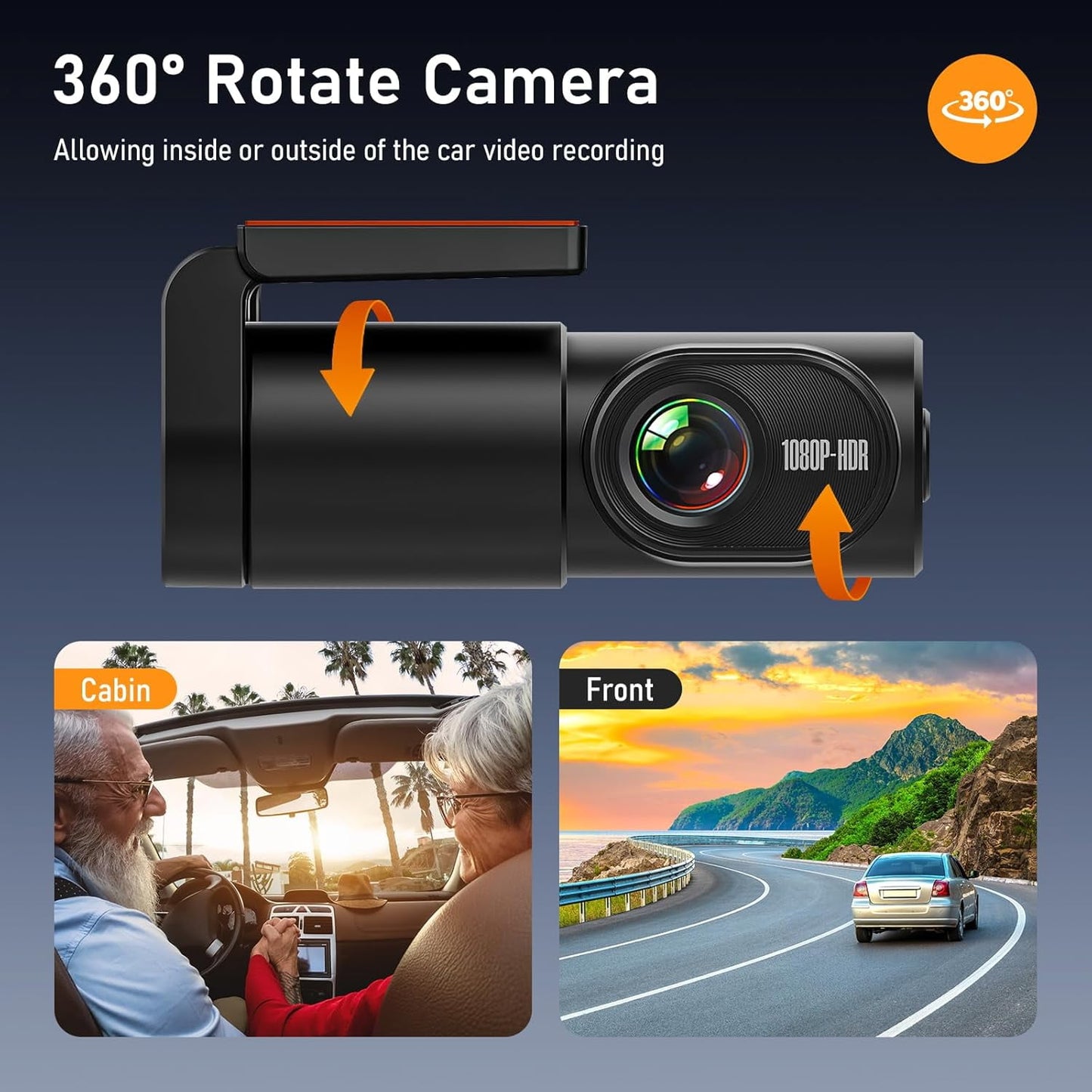 Dash Cam for Car, HD 1080P Dual Recording Driving Recorder, 140° Wide-Angle Super Night Vision, with 32GB SD Card