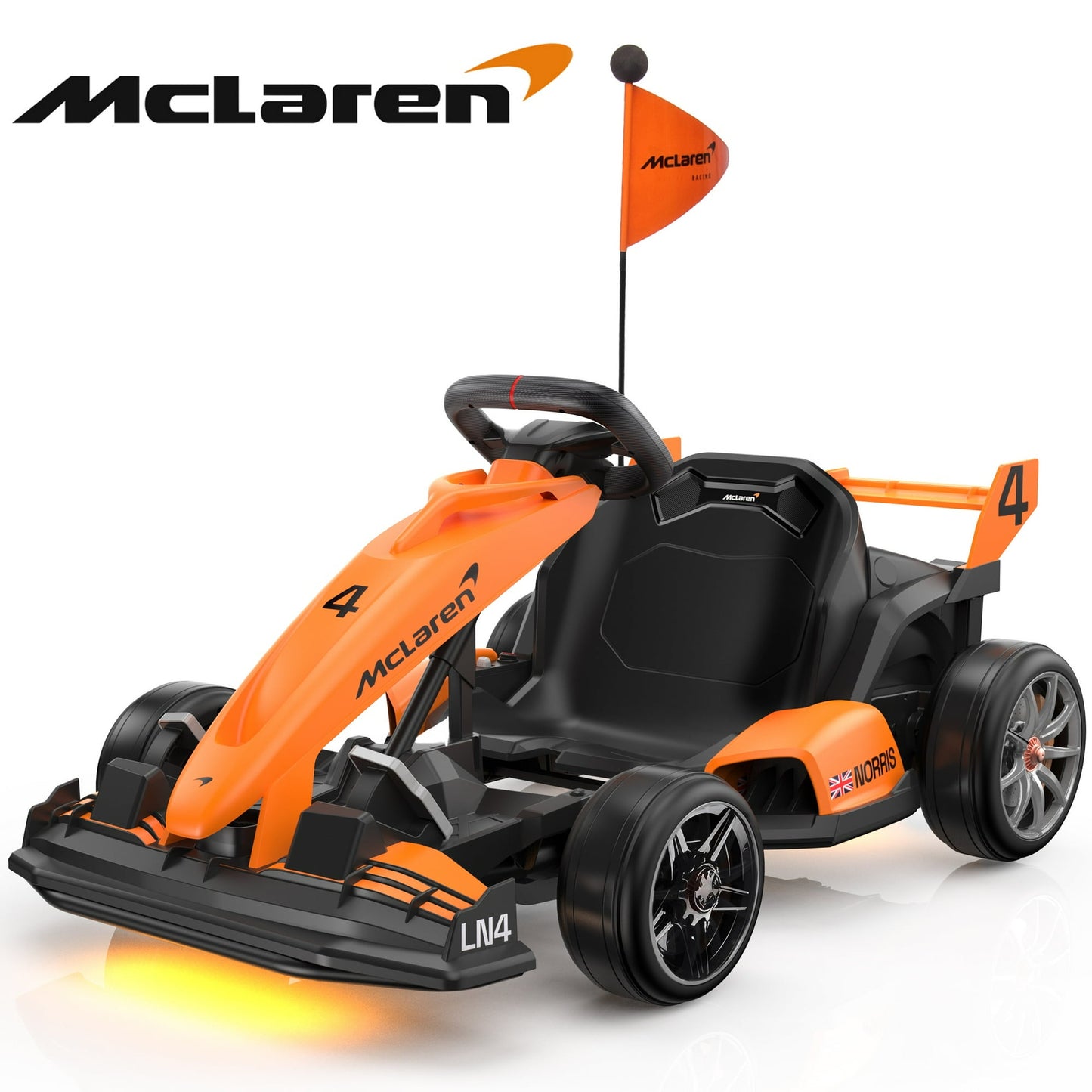 McLaren 36 Kids Electric Go Kart, 36V Powered Drift Racing Ride On Car Toy, 600W Dual Motor, 3-Level Adjustable Seat, Rear-Wheel Drive, 360° Spin Pedal Go Kart for Boys Girls Ages 6+