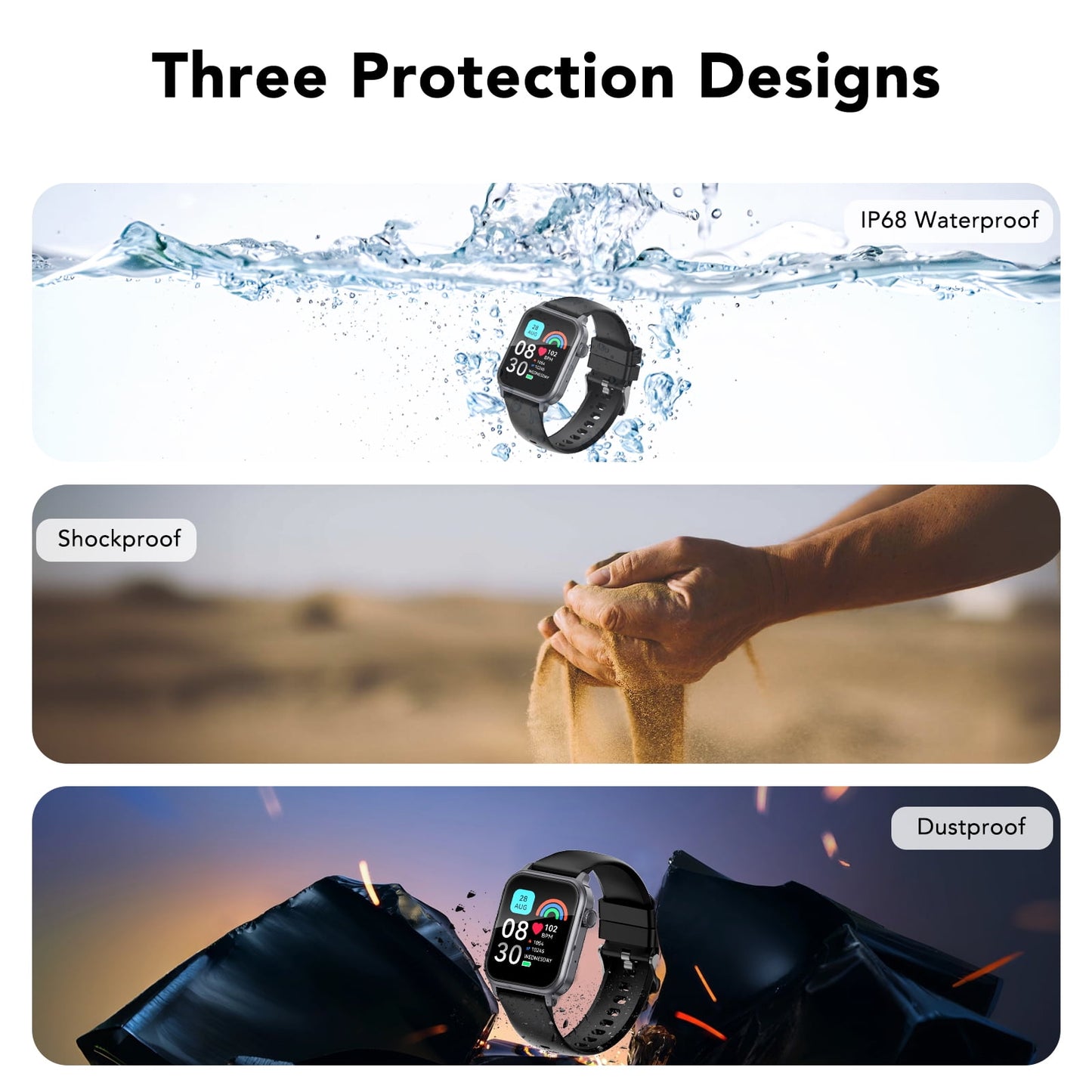 Tikland Smart Watches for Men Women, Smartwatch Fits for iPhone Android 1.83" HD Fitness Tracker with Call Function, 600 mAh 30 Day Battery Life, 110+ Sport Modes, Fitness Watch, IP68 Waterproof