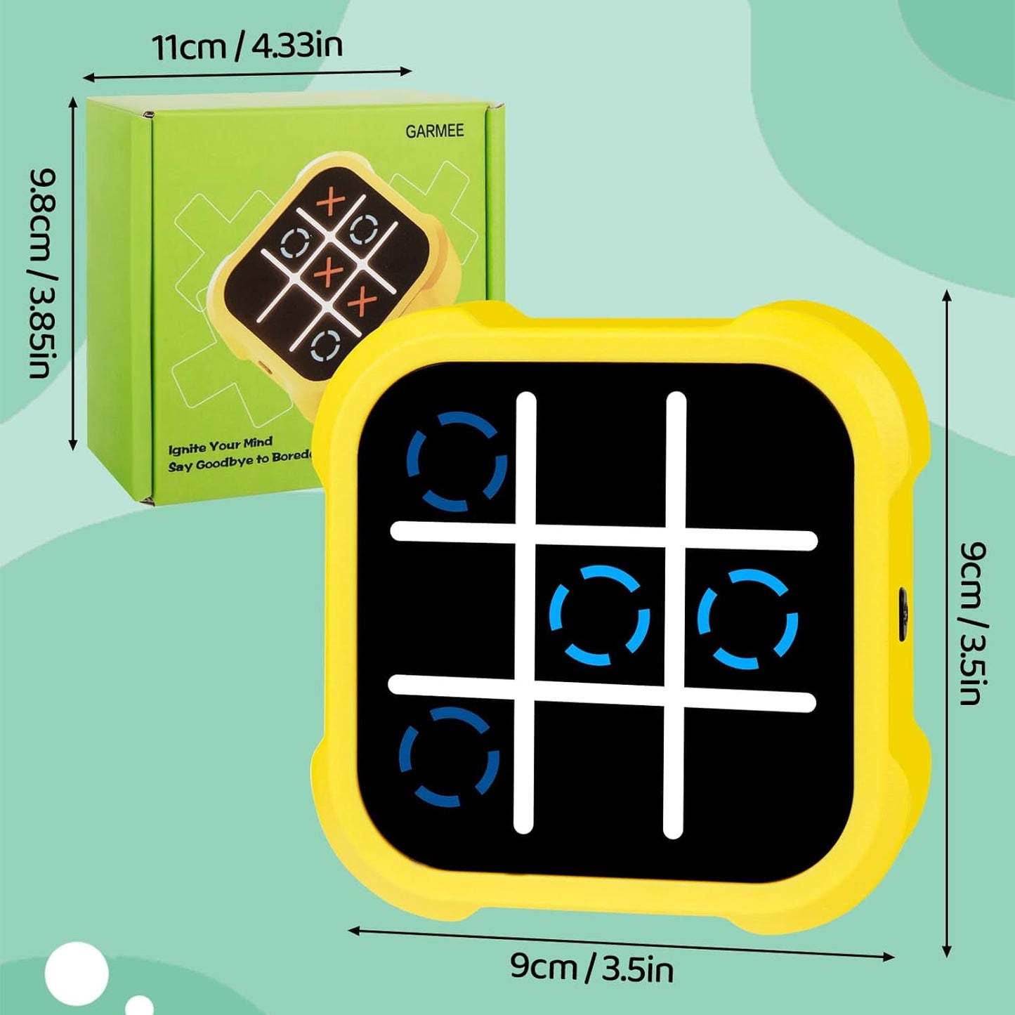 Electronic Tic Tac Toe Game - 3-in-1 Handheld Puzzle Game with Infinite Board, Memory & Logic Training, Portable Travel Toys for Kids Ages 3+, Educational Learning Games