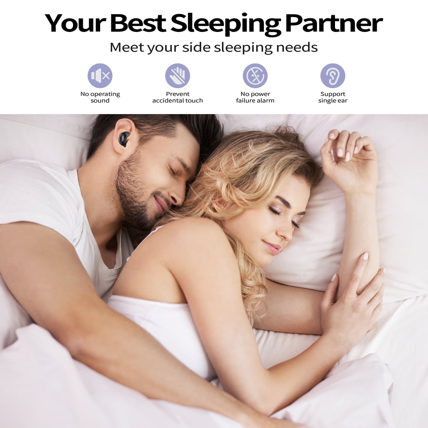 Sleep Earbuds, Mini ANC Wireless Earbuds, In Ear Bluetooth 5.4 Headphones Deep Bass Stereo, 48H Playtime Ear Buds with 4 Noise Cancelling Mic, IP7 Waterproof Earphones for Side Sleepers,Touch Control