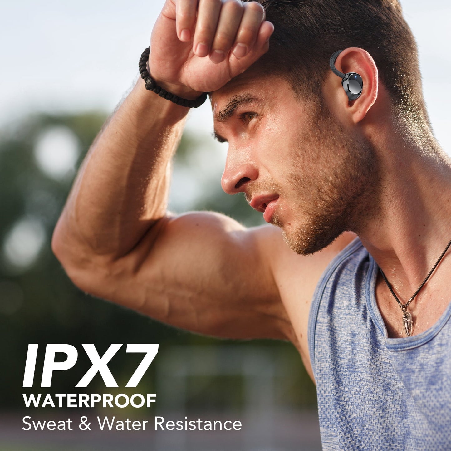 Tikland Wireless Earbuds 120H Bluetooth 5.3 Headphone Sport, 2025 Bluetooth Earbuds Stereo Deep Bass Over Ear Bud with Earhooks, ENC Noise Cancelling, IPX7 Waterproof Earphone Fits for Android iPhone