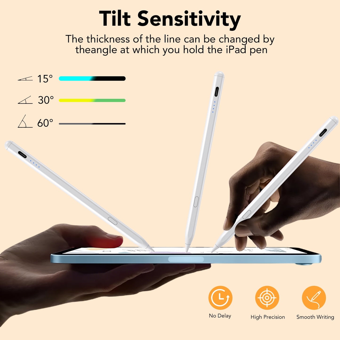 Stylus Pen for iPad 6th-11th Generation-High Precision and Sensitivity Compatible with 2018-2025 Apple iPad Pro 11"/12.9"/M4, iPad Air 3/4/5/M2/M3,iPad mini 5/6 Gen-White