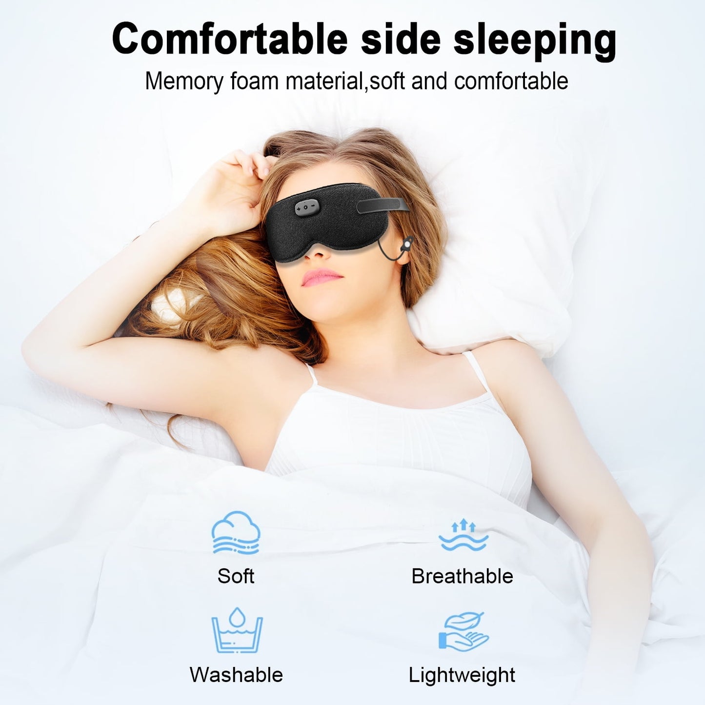 Sleep Headphones, Sleep Mask with Headphones Bluetooth 5.3 with HD Stereo Speakers for Side Sleepers, Zero Eye Pressure, Adjustable 3D Sleep Eye Mask for Airplane/Travel/Meditation/Nap