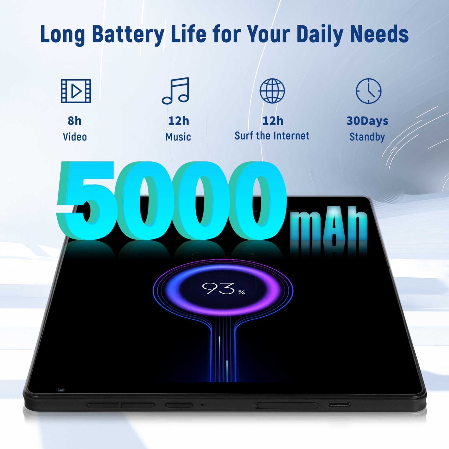 10.36'' Android 14 Tablet with 16GB RAM 128GB ROM 1TB TF Card Expandable Octa-Core, Widevine L1, 1280 * 800 HD Touchscreen, Face ID, Wi-Fi 6, Fast Charging - Black