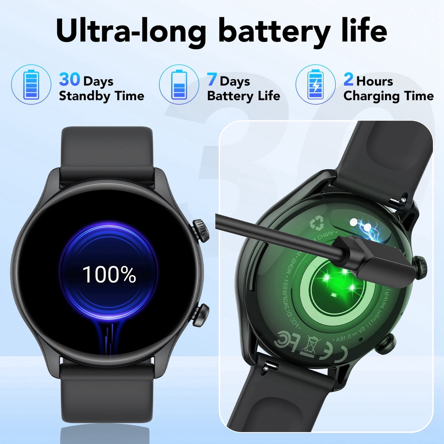 2025 New Men's Smart Watch, 1.39" HD Screen Fitness Tracker with Bluetooth Calling (Answer/Make/Message), IPX8 Waterproof, 100+ Sports Modes, Smartwatch Fits for Android and iPhone, for Gift Black