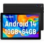10.1inch Android 14 Tablet, Octa-Core Touch Screen Tablet, 10GB RAM+64GB ROM(Expand to 1tb), 5MP+8MP Dual Cameras, Dynamic Halo, Face ID, Bluetooth, WiFi 6, 5000mAh Battery,Black