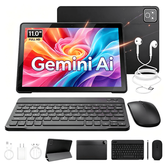 Gstrlinen  11 Inch Android 16 Tablet with Keyboard | 32GB+256GB Storage + 1TB Expand, 7800mAh Large Battery, WiFi 6, Black