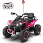 iRerts 24V Ride on ATV with Remote Control, Powered Ride on Toys Electric 4 Wheeler for Boys Girls Ages 3-12 Gifts, Kids Ride on Car Electric Vehicle with Pinktooth, Music, USB Port, LED Light, Pink