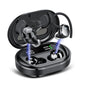 Ultralight Bluetooth Headphones Wireless Earbuds 125Hrs Sport Earphones with LED Display, Noise Cancelling Headphones with Earhooks Built-in Mic, IPX7 Waterproof Headset for Workout, Black