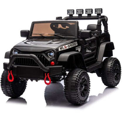 iRerts 24V Ride on Cars, Powered Ride on Truck Toys with Remote Control, Bluetooth, Music, USB/AUX Ports, LED Light, 4 Wheel Suspension, Kids Cars Electric Vehicles for Boys Girls Ages 3-6, Black