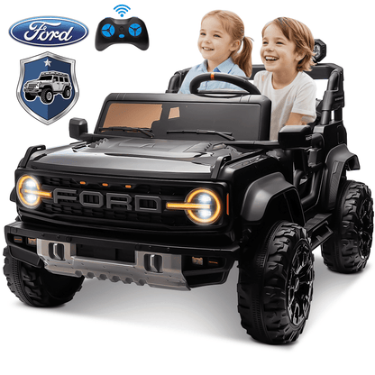 24V 2-Seater Kids Ride on Toys Car with Remote Control, Licensed Ford Bronco Raptor Electric Powered Car for Kids with Spring Suspension, LED Lights, Bluetooth, Gifts for Boy & Girl, Black
