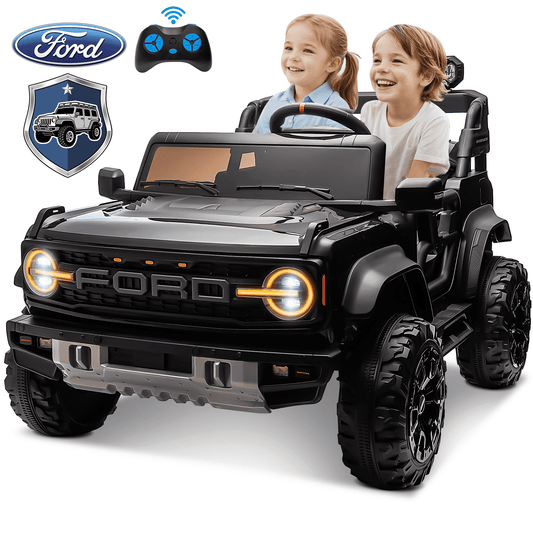 24V 2-Seater Kids Ride on Toys Car with Remote Control, Licensed Ford Bronco Raptor Electric Powered Car for Kids with Spring Suspension, LED Lights, Bluetooth, Gifts for Boy & Girl, Black
