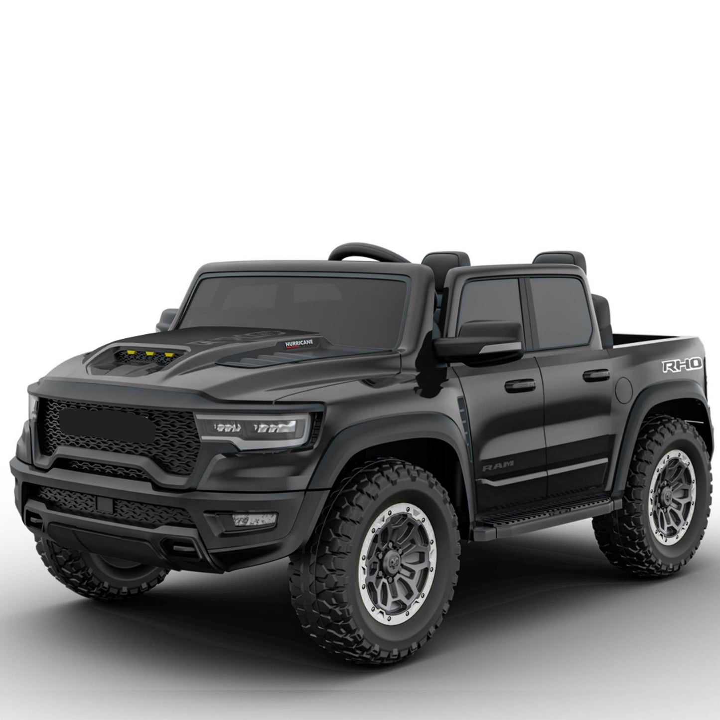 24V RAM 1500 Ride on Cars for Kids, 2 Seater Powered Ride on Truck with Remote Control, Electric Car for Boys Girls 3-8 w/Bluetooth/LED Headlights/Safety Belts, Black
