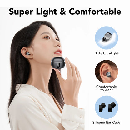 Sleep Wireless Earbuds, Bluetooth Headphones V5.4, Ear buds with 4 ENC Call Noise Cancelling Mics, 50Hrs Playtime Bluetooth Earbuds, Bass Boost 85%, IP7 Waterproof Earbuds Fits for Android iOS