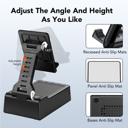 Cell Phone Stand with Wireless Bluetooth Speaker and Anti-Slip Base HD Surround Sound Perfect for Home and Outdoors with Bluetooth Speaker for Desk Compatible with iPhone/ipad/Samsung Galaxy