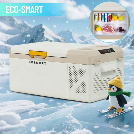 16.8QT Mini Fridge, Syngar Electric Cooler with 2 Plugs for Bedroom, Dorm & RV Use, Portable Car Refrigerator for Camping, 60W, 24V/110V, Ultra-Quiet, White