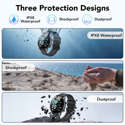 2025 New Men's Smart Watch, 1.39" HD Screen Fitness Tracker with Bluetooth Calling (Answer/Make/Message), IPX8 Waterproof, 100+ Sports Modes, Smartwatch Fits for Android and iPhone, for Gift Black