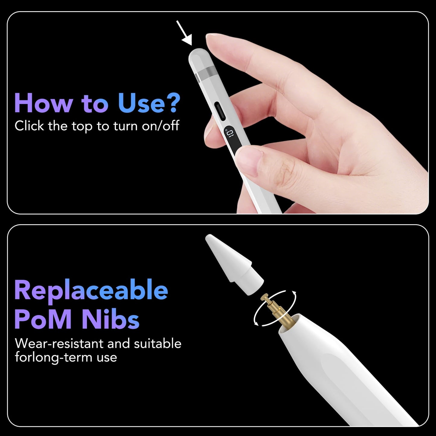 Stylus Pen for iPad 2018-2025, Faster Charge, LED Display, Tilt Sensitivity, Pixel Precision, Stylus Pen for iPad 11/10/9/8/7/6th Gen, Pro 12.9/11/13-inch M4, Air 3/4/5/M2/M3, Mini 5/6th, White