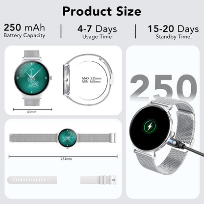 Smart Watch for Women, 1.27" Thin Face Fitness Tracker with Bluetooth Calls(Answer&Make), Smart Watch Fits for Android and iPhone, IP68 Waterproof, 110+ Sport Modes Smartwatch (2 Strap)
