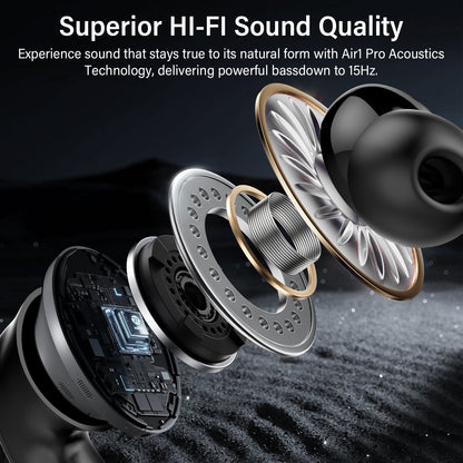 Wireless Earbuds, Bluetooth 5.4 Headphones with Hybrid Active Noise Cancelling with 3 Mics ANC Clear Call, 40H Playtime Earphones with Wireless Charging Case Power Display for Gym/Running/Work, Black