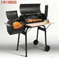Seizeen Charcoal Grill with Thermometer & Large Cooking Space, Smoker Grill, BBQ Grills for Camping & Picnic, Iron, black