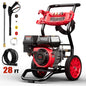 3500PSI Pressure Washer with 4 Nozzle, Portable Gas Pressure Washer for Patios, Cars, Fences, Driveways, 2.6GPM High-Power Washer with 28' High-Pressure Hose, Red & Black