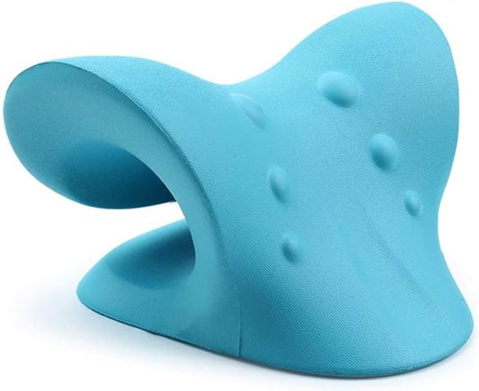Gstrlinen Neck & Shoulder Relaxer Cervical Traction Device for TMJ Relief, Chiropractic Neck Stretcher Pillow for Cervical Spine Alignment and Tension Release (Blue)