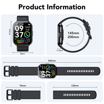 Smart Watches Fit for Android and iPhone, IP68 Waterproof Smartwatch for Women Men 110+ Sports Modes 1.96-inch Fitness Tracker, Smart Watch with Bluetooth Call, for Gift Black