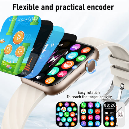 Smart Watch Fits for Android and iPhone,IP68 Waterproof,Suitable for Women Men 100 Sports Modes 1.96 inch Fitness Tracker with Answer Make Calls/Message Reminder,4 Watch Bands,Milano Steel Band(Gold)