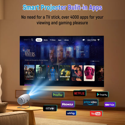 Mini projector with WiFi and Bluetooth, Outdoor Portable Movie Projector 1080P Support, Auto Keystone Home Projector for Phone/TV Stick/Laptop