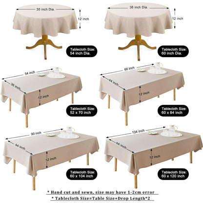 Parojati Textured Linen Tablecloth Rectangle 52x70 Waterproof Spill-Proof Wipeable Table Cloth Wrinkle Free Linen Dining Table Cover for Birthday Farmhouse Spring Tablecloths Khaki